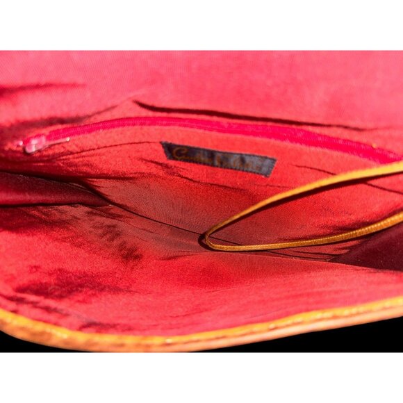 VTG Carlos Falchi Purse Brown Exotic Leathers Patchwork Envelope Clutch 80s USA - Picture 8 of 8